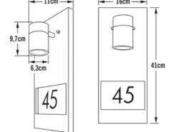 Große LED Außenwandleuchte / Hausnummernleuchte Downlight, Grau