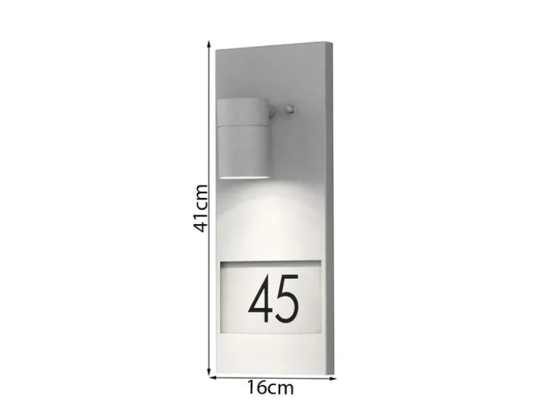 Große LED Außenwandleuchte / Hausnummernleuchte Downlight, Grau