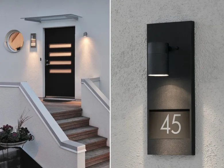 Große LED Außenwandleuchte / Hausnummernleuchte Downlight, Schwarz