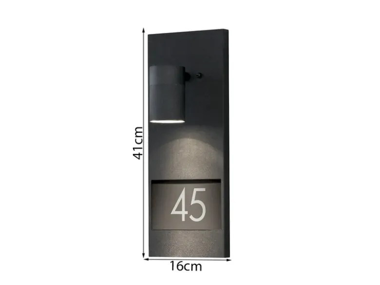 Große LED Außenwandleuchte / Hausnummernleuchte Downlight, Schwarz