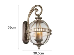 Große LED Außenwandleuchte im Jugendstil, Bronze Höhe 58cm