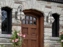 Große LED Außenwandleuchte im Jugendstil, Anthrazit Höhe 58cm