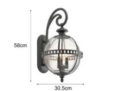Große LED Außenwandleuchte im Jugendstil, Anthrazit Höhe 58cm