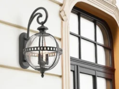 Große LED Außenwandleuchte im Jugendstil, Anthrazit Höhe 58cm