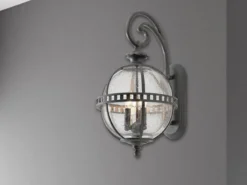 Große LED Außenwandleuchte im Jugendstil, Anthrazit Höhe 58cm