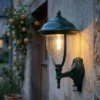 Große LED Außenwandleuchte im Landhausstil Grün mit Bewegungsmelder, Höhe 48cm
