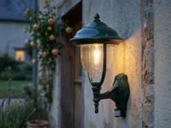 Große LED Außenwandleuchte im Landhausstil Grün mit Bewegungsmelder, Höhe 48cm