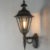 Große LED Außenwandleuchte Laterne stehend, Alu Schwarz, Höhe 61cm