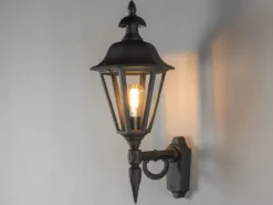 Große LED Außenwandleuchte Laterne stehend, Alu Schwarz, Höhe 61cm