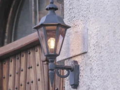 Große LED Außenwandleuchte Laterne stehend, Alu Schwarz, Höhe 61cm