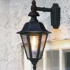 Große LED Außenwandleuchte Laterne hängend, Alu Schwarz, Höhe 54cm