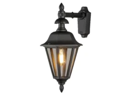 Große LED Außenwandleuchte Laterne hängend, Alu Schwarz, Höhe 54cm