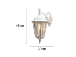 Große LED Außenwandleuchte Laterne hängend aus Aluminium Weiß, Höhe 45cm