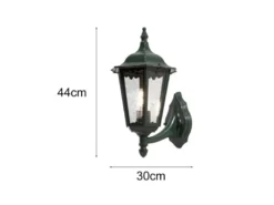 Große LED Außenwandleuchte Laterne stehend aus Aluminium Grün, Höhe 44cm