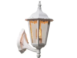 Große LED Außenwandleuchte Laterne stehend aus Aluminium Weiß, Höhe 44cm