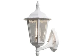 Große LED Außenwandleuchte Laterne stehend aus Aluminium Weiß, Höhe 44cm