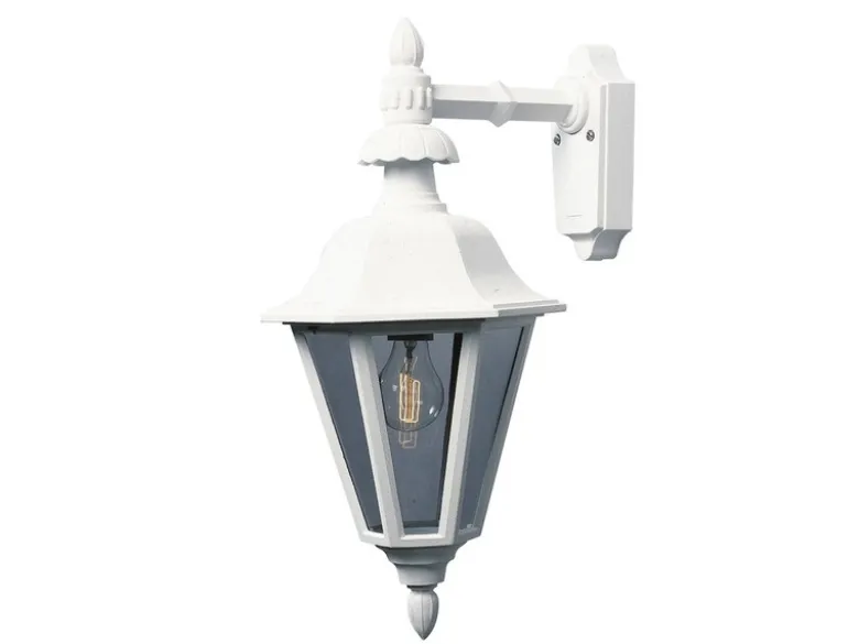 Große LED Außenwandleuchte Laterne hängend, Alu Weiß, Höhe 54cm