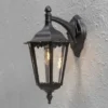 Große LED Außenwandleuchte Laterne hängend aus Aluminium Schwarz, Höhe 45cm