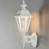 Große LED Außenwandleuchte Laterne stehend, Alu Weiß, Höhe 61cm