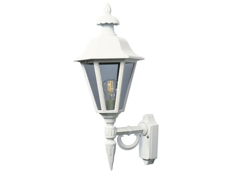 Große LED Außenwandleuchte Laterne stehend, Alu Weiß, Höhe 61cm