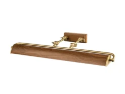 Große LED Bilderleuchte in Holzoptik-Altmessing, verstellbar, Breite 70cm