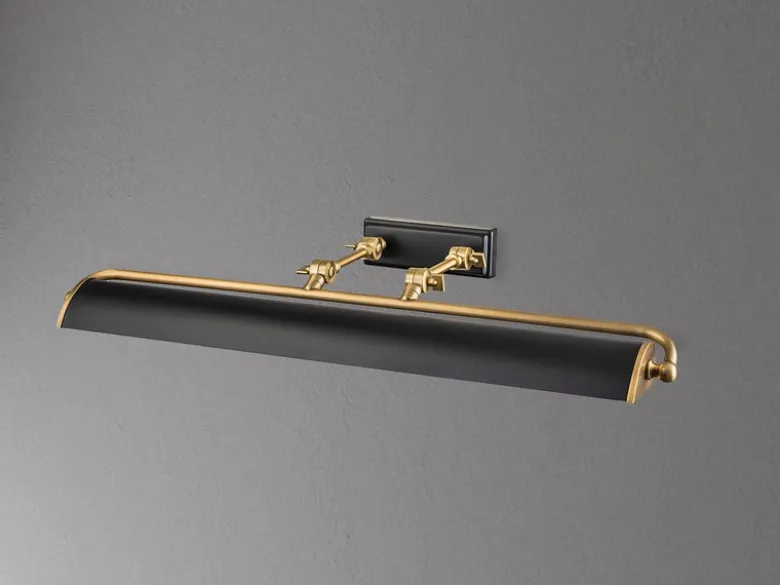 Große LED Bilderleuchte in Schwarz-Altmessing, verstellbar, Breite 70cm