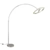 Große LED Bogenlampe AMADOR dimmbar aus Metall Silber, Höhe 205cm
