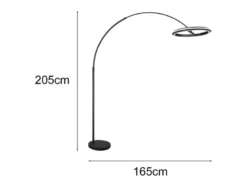 Große LED Bogenlampe AMADOR dimmbar aus Metall Schwarz, Höhe 205cm