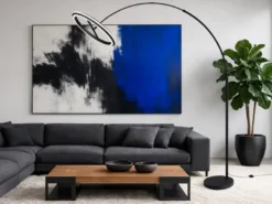 Große LED Bogenlampe AMADOR dimmbar aus Metall Schwarz, Höhe 205cm