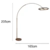 Große LED Bogenlampe AMADOR dimmbar aus Metall Coffee, Höhe 205cm
