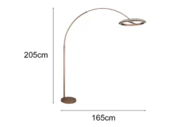 Große LED Bogenlampe AMADOR dimmbar aus Metall Coffee, Höhe 205cm