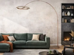 Große LED Bogenlampe AMADOR dimmbar aus Metall Coffee, Höhe 205cm