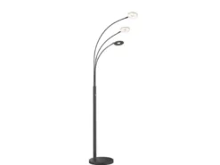 Große LED Bogenlampe DENT dimmbar Design Schwarz, Höhe 185cm