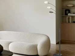 Große LED Bogenlampe DENT dimmbar Design Schwarz, Höhe 185cm
