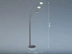 Große LED Bogenlampe DENT dimmbar Design Schwarz, Höhe 185cm