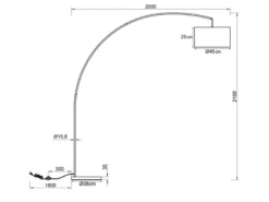 Große LED Bogenleuchte Metall Schwarz mit Stoff Lampenschirm Taupe, Höhe 210cm