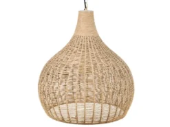 Große LED Boho Pendelleuchte 1-flammig mit Lampenschirm aus Jute, Ø 54cm