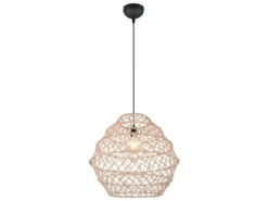 Große LED Boho Pendelleuchte mit Lampenschirm geflochten Hanfseil, Ø 60cm