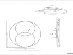 Große LED Deckenlampe GALE hell, dimmbar über Schalter, Silber, Breite 80cm
