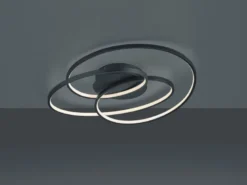 Große LED Deckenlampe GALE Schwarz, dimmbar über Schalter, Breite 60cm