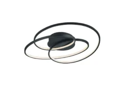 Große LED Deckenlampe GALE Schwarz, dimmbar über Schalter, Breite 60cm