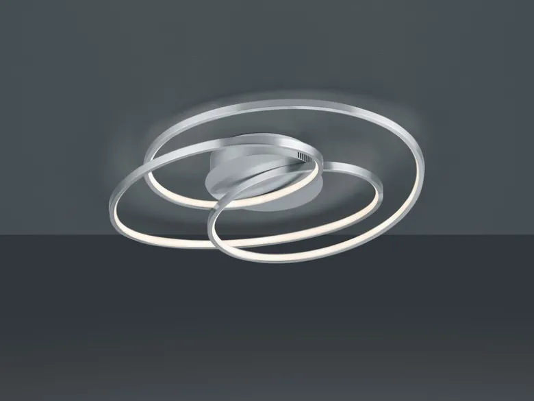 Große LED Deckenlampe GALE Silber, dimmbar über Schalter, Breite 60cm