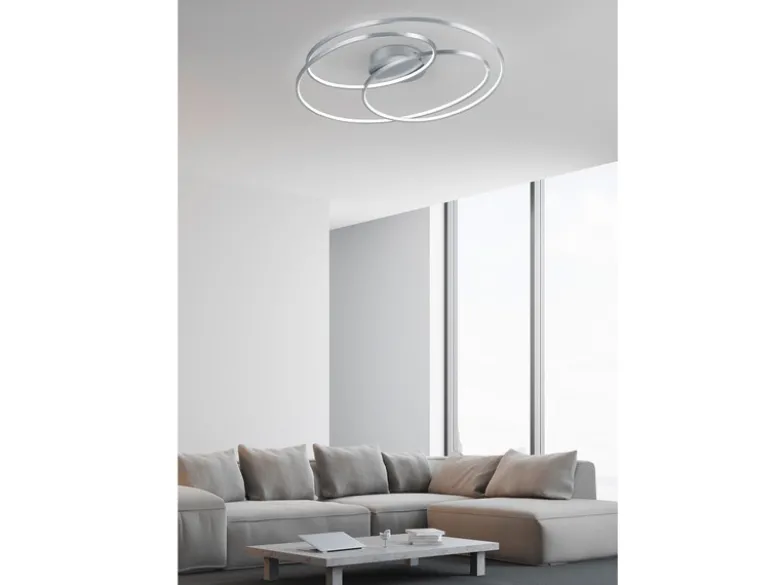 Große LED Deckenlampe GALE Weiß, dimmbar über Schalter, Breite 60cm