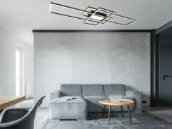 Große LED Deckenleuchte CANTA hell mit 6.600 Lumen, dimmbar, Anthrazit B: 105cm