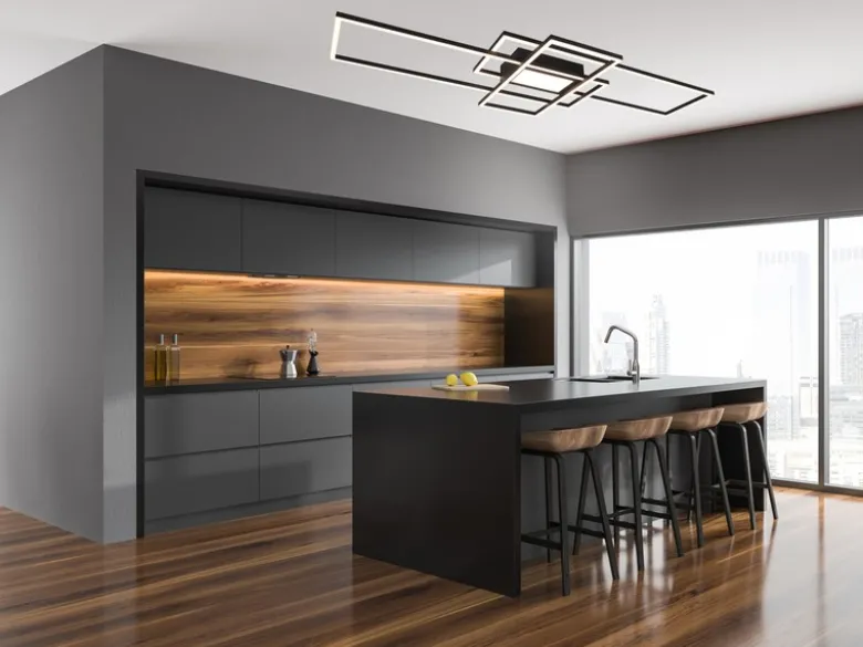 Große LED Deckenleuchte CANTA hell mit 6.600 Lumen, dimmbar, Anthrazit B: 105cm