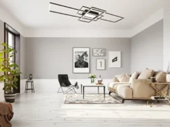 Große LED Deckenleuchte CANTA hell mit 6.600 Lumen, dimmbar, Anthrazit B: 105cm