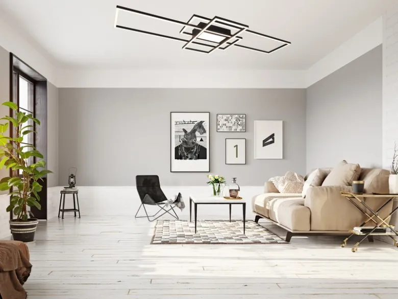 Große LED Deckenleuchte CANTA hell mit 6.600 Lumen, dimmbar, Anthrazit B: 105cm