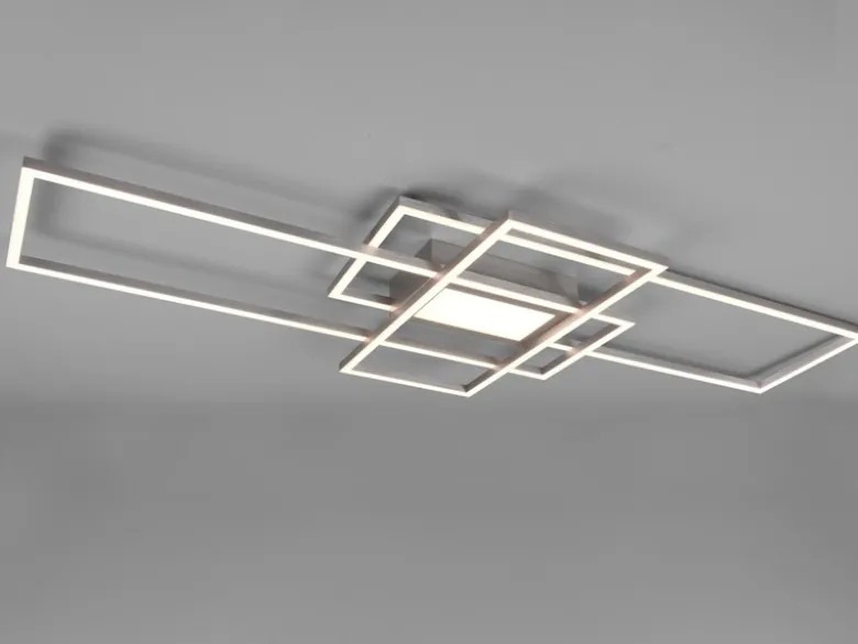 Große LED Deckenleuchte CANTA hell mit 6.600 Lumen, dimmbar, Silber Breite 105cm
