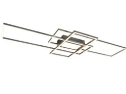 Große LED Deckenleuchte CANTA hell mit 6.600 Lumen, dimmbar, Silber Breite 105cm