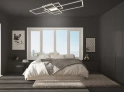 Große LED Deckenleuchte CANTA hell mit 6.600 Lumen, dimmbar, Silber Breite 105cm